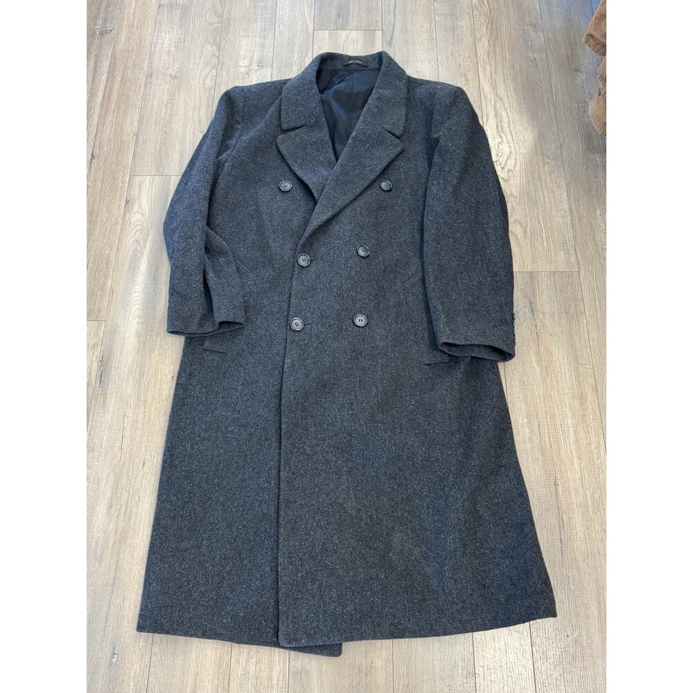 London Fog Men’s Wool Trenchcoat Size 40 Short, Gray, 100% Wool Made In USA